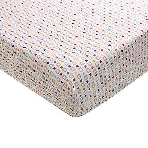 Gray Navy Geometry Square Crib Bedding Set, 10 Piece Cotton Blend Nursery Ensemble, 84 x 107 CM 7 Product: 10 PCs Gray Navy Geometry Square Nursery Crib Bedding Set Baby Boy Baby Girl Colorful Square Theme Cot Bedding Set