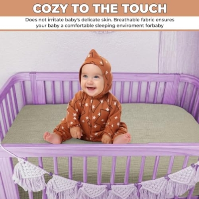 100% Cotton Muslin Crib Bedding Set, Beige Fitted Crib Sheet, Security Baby Blanket, Nursery Essential 20.5cm 11 Product: 100% Cotton Muslin Crib Bedding Set – Beige Fitted Crib Sheet & Security Baby Blanket | Newborn Essentials, Baby Bed, Baby Boy/Baby Girl Toys, Toddler Essentials, Baby Registry