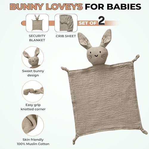 100% Cotton Muslin Crib Bedding Set, Beige Fitted Crib Sheet, Security Baby Blanket, Nursery Essential 20.5cm 3 Product: 100% Cotton Muslin Crib Bedding Set – Beige Fitted Crib Sheet & Security Baby Blanket | Newborn Essentials, Baby Bed, Baby Boy/Baby Girl Toys, Toddler Essentials, Baby Registry