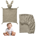Product: 100% Cotton Muslin Crib Bedding Set – Beige Fitted Crib Sheet & Security Baby Blanket | Newborn Essentials, Baby Bed, Baby Boy/Baby Girl Toys, Toddler Essentials, Baby Registry