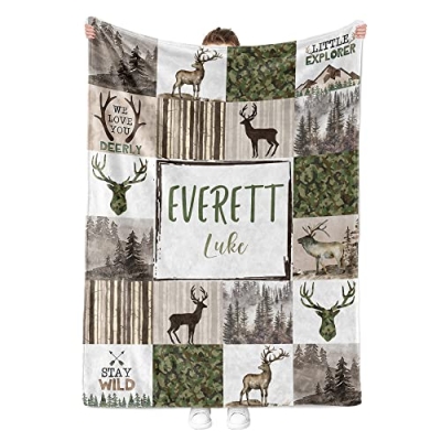 Personalized Woodland Baby Crib Bedding Set, Soft Minky Blanket, 3 Canvas Wall Prints, Newborn Nursery Decor, 2 Pcs, 20.5cm 5 Product: 2 Pcs Baby Crib Bedding Set for Boys and Girls, Newborn Infant & Toddler Nursery Bed Set Decor, Canvas Posters & Baby Blanket Super Soft Minky with Double Layer Dotted Backing (TM254 Woodland Set2)