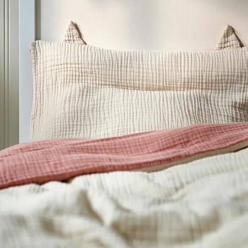 2 Sided Crib Bedding Set, 3 Piece Baby Bedding, Pale Pink Beige, Reversible Duvet Cover, Pillowcase Ears, Fitted Sheet, 27.5 x 52 Inches 5 Product: 2 Sided Crib Bedding Set – 3-Piece Baby Bedding in Pale Pink and Beige – Soft, Cozy Set Includes Fitted Sheet, Blanket, Pillowcase – 27.5 x 52 Inches