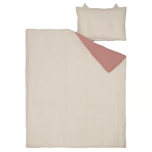 2 Sided Crib Bedding Set, 3 Piece Baby Bedding, Pale Pink Beige, Reversible Duvet Cover, Pillowcase Ears, Fitted Sheet, 27.5 x 52 Inches 2 Product: 2 Sided Crib Bedding Set – 3-Piece Baby Bedding in Pale Pink and Beige – Soft, Cozy Set Includes Fitted Sheet, Blanket, Pillowcase – 27.5 x 52 Inches