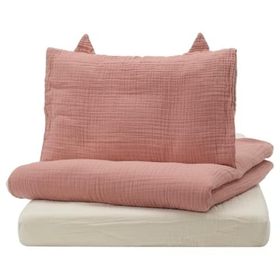 Product: 2 Sided Crib Bedding Set – 3-Piece Baby Bedding in Pale Pink and Beige – Soft, Cozy Set Includes Fitted Sheet, Blanket, Pillowcase – 27.5 x 52 Inches