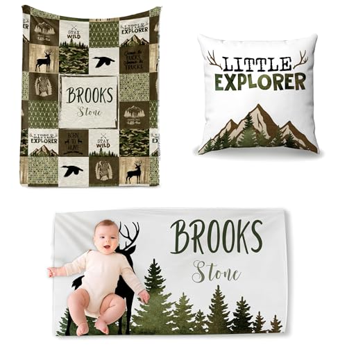 Personalized Baby Crib Bedding Set, Fitted Crib Sheet Pillowcase Blanket, Deer TM699 3pcs, Nursery Gift 4 Product: 3 Pcs Baby Crib Bedding Set for Boys and Girls, Newborn Infant & Toddler Nursery Bed Set Decor, Fitted Crib Sheet Pillowcase & Baby Blanket with Double Layer Dotted Backing (Deer TM699 3pcs)