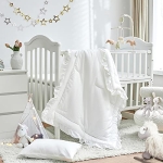 Product: 3 Pieces Crib Bedding Set Baby Ruffle Quilted Comforter with Fitted Sheet and Pillowcase - Cute Ruffled Shabby Chic Bedding Soft Blanket Design White