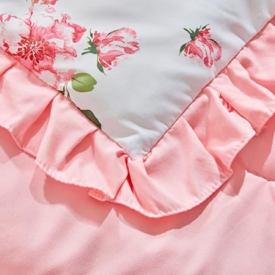 Green Floral Ruffle Crib Bedding Set, 3 Piece Rustic Nursery Comforter Sheet Skirt, Standard Crib, 34x43in 13 Product: 3 Pieces Flowers Crib Bedding Set Baby Ruffled Quilted Comforter with Fitted Sheet and Bed Skirt - Cute Ruffled Shabby Chic Baby Bedding Soft Blanket Floral Design