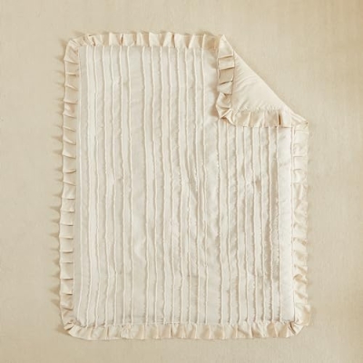 Tufted Boho Crib Bedding Set, 3 Piece Jacquard Comforter, Fitted Sheet, Ruffle Skirt, 34x43in 13 Product: 3 Pieces Tufted Stripes Crib Bedding Set with Ruffle Fringe, Beige Ruffled Comforter with Fitted Sheet and Bed Skirt, Soft and Embroidery Shabby Chic Boho Bohemian Jacquard Design for Baby Girls Boys