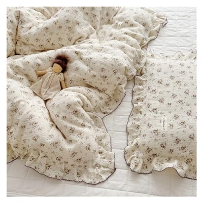 Muslin Cotton Crib Bedding Set, Pink Nursery Bedding, Crib Sheet Duvet Cover Pillowcase, 3PCS, No Filler 20.5cm 10 Product: 3PCS Bedding Set Muslin Cotton Crib Sheet Duvet Cover Sheet Pillowcase No Filler,Bedding Set