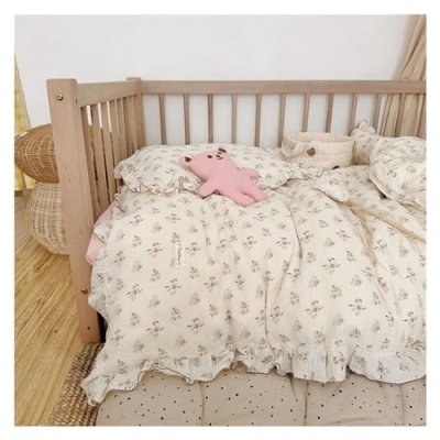 Muslin Cotton Crib Bedding Set, Pink Nursery Bedding, Crib Sheet Duvet Cover Pillowcase, 3PCS, No Filler 20.5cm 8 Product: 3PCS Bedding Set Muslin Cotton Crib Sheet Duvet Cover Sheet Pillowcase No Filler,Bedding Set