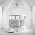 Product: 4 Piece Crib Nursery Round Bedding Set 500 TC 100% Egyptian Cotton - 1 Crib Blanket, 1 Pillowcase, 1 Fitted Sheet 9'' Deep, 1 Crib Skirt 19'' Drop - Solid White, Standard
