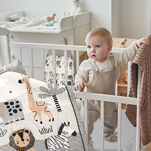 Product: 4 Piece Woodland Forest Animals Crib Bedding Set, Including Jungle Safari Crib Skirt, Blanket, Nursery Bed Sheet and Diaper Stacker, Soft Neutral Nursery Standard Size Baby Bedding for Baby Girls Boys