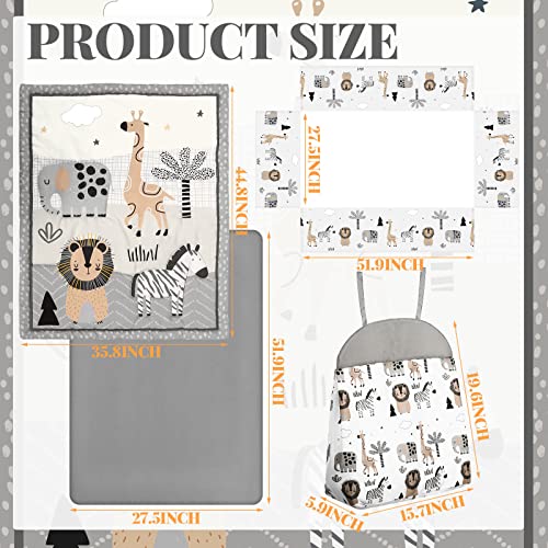 Product: 4 Piece Woodland Forest Animals Crib Bedding Set, Including Jungle Safari Crib Skirt, Blanket, Nursery Bed Sheet and Diaper Stacker, Soft Neutral Nursery Standard Size Baby Bedding for Baby Girls Boys