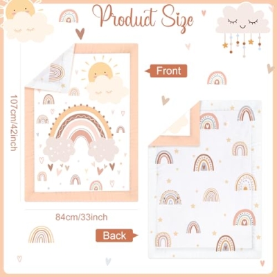 Bohemian Rainbow Baby Crib Bedding Set, Comforter Crib Skirt Sheet Diaper Stacker, Nursery Set, 28 x 52in 8 Product: 4 Pieces Baby Crib Bedding Set for Girls and Boys, Bohemian Rainbow Soft Baby Bedding Set Including Crib Skirt, Comforter, Sheet and Diaper Stacker for Nursery