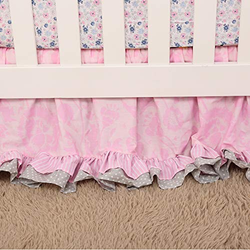 Pink Butterfly Nursery Crib Bedding Set, 100% Cotton Baby Girl Bedding, 7 Piece 31 x 42 inches 7 Product: 7 PCs Pink Embroidery Butterfly Nursery Crib Bedding Set 100% Cotton Baby Girl 3D Butterfly Themed Cot Bedding Set 1 Quilt, 2 Fitted Sheet, 1 Window Valance, 3 Butterfly Shaped Wall Decor