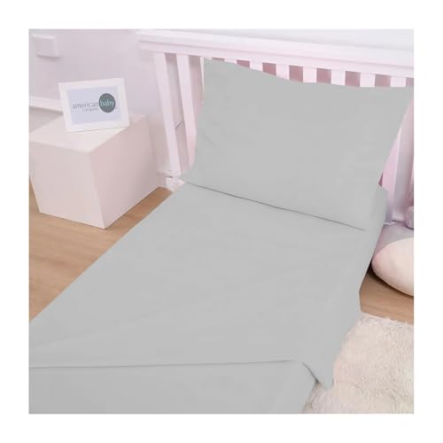 Cotton Jersey Knit Toddler Sheet Set Gray, American Baby Company, 28x52 Inch 3 Product: American Baby Company 100% Natural Cotton Jersey Knit Toddler Sheet Set, Gray, Soft Breathable, for Boys and Girls , 28x52 Inch (Pack of 1)