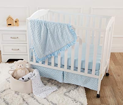 Product: American Baby Company Heavenly Soft Minky Dot 3-Piece Mini/Portable Crib Bedding Set, Blue, for Boys and Girls