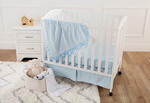 Product: American Baby Company Heavenly Soft Minky Dot 3-Piece Mini/Portable Crib Bedding Set, Blue, for Boys and Girls