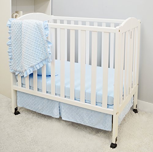 Product: American Baby Company Heavenly Soft Minky Dot 3-Piece Mini/Portable Crib Bedding Set, Blue, for Boys and Girls