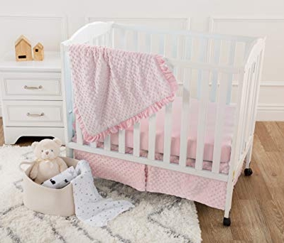 Mini Portable Crib Bedding Set, Pink Minky Dot Baby Girl Nursery, 3 Piece Reversible Comforter, 24x38in 9 Product: American Baby Company Heavenly Soft Minky Dot 3-Piece Mini/Portable Crib Bedding Set, Pink, for Girls