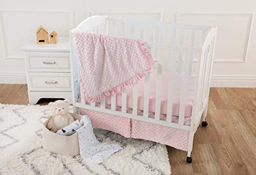 Mini Portable Crib Bedding Set, Pink Minky Dot Baby Girl Nursery, 3 Piece Reversible Comforter, 24x38in 2 Product: American Baby Company Heavenly Soft Minky Dot 3-Piece Mini/Portable Crib Bedding Set, Pink, for Girls