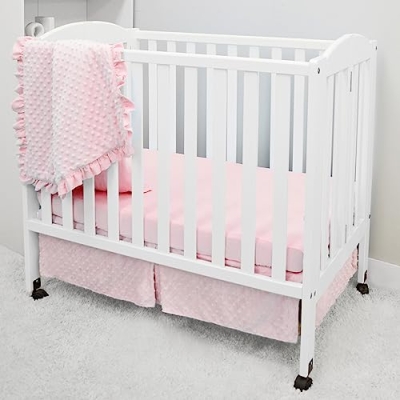 Product: American Baby Company Heavenly Soft Minky Dot 3-Piece Mini/Portable Crib Bedding Set, Pink, for Girls