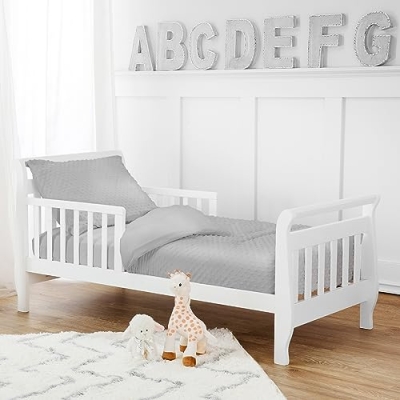 Product: American Baby Company Heavenly Soft Minky Dot Chenille Toddler Bedding Set, Gray, 4 Piece, for Boys and Girls