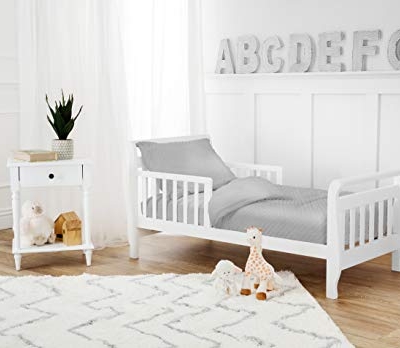 Product: American Baby Company Heavenly Soft Minky Dot Chenille Toddler Bedding Set, Gray, 4 Piece, for Boys and Girls