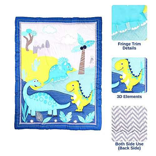 Product: Baby Bees 3 Pieces Dinosaur Crib Bedding Sets for Boys and Girls | Baby Bedding Set of Crib Fitted Sheet, Wall Decals & Quilt for Standard Size Crib