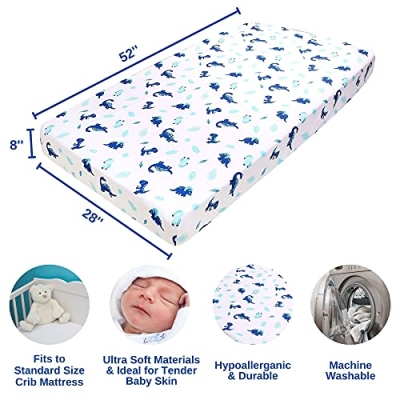 Product: Baby Bees 3 Pieces Dinosaur Crib Bedding Sets for Boys and Girls | Baby Bedding Set of Crib Fitted Sheet, Wall Decals & Quilt for Standard Size Crib