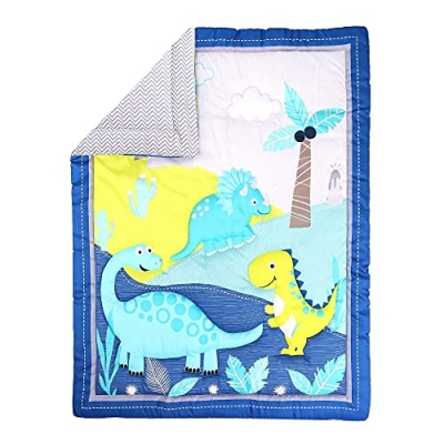 Product: Baby Bees 3 Pieces Dinosaur Crib Bedding Sets for Boys and Girls | Baby Bedding Set of Crib Fitted Sheet, Wall Decals & Quilt for Standard Size Crib