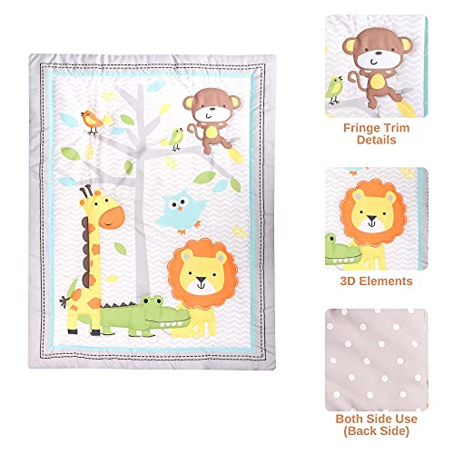 Product: Baby Bees 3 Pieces Jungle Party Crib Bedding Sets for Boys and Girls | Baby Bedding Set of Crib Fitted Sheet, Quilt for Standard Size Crib