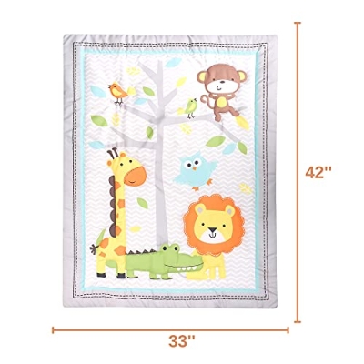 Product: Baby Bees 3 Pieces Jungle Party Crib Bedding Sets for Boys and Girls | Baby Bedding Set of Crib Fitted Sheet, Quilt for Standard Size Crib