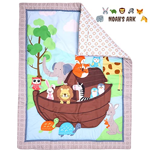 Product: Baby Bees 3 Pieces Noah's Ark Crib Bedding Sets for Boys and Girls | Baby Bedding Set of Crib Fitted Sheet, Quilt for Standard Size Crib