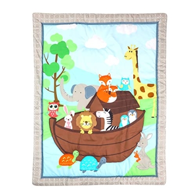 Product: Baby Bees 3 Pieces Noah's Ark Crib Bedding Sets for Boys and Girls | Baby Bedding Set of Crib Fitted Sheet, Quilt for Standard Size Crib