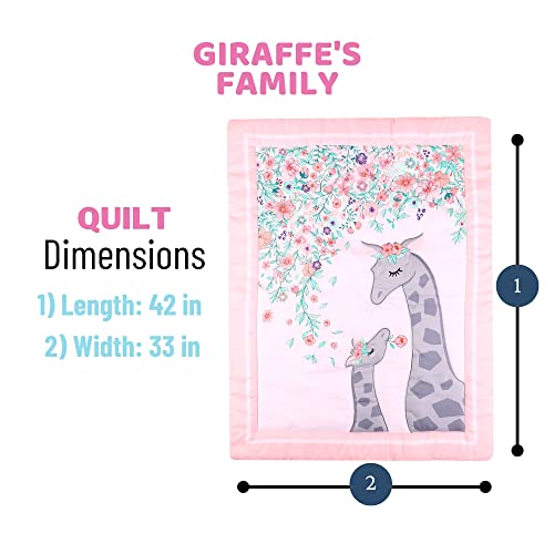 Product: Baby Bees 4 Pieces Giraffe's Family Crib Bedding Sets for Boys and Girl | Baby Bedding Set of 2 Crib Sheets, Quilt, Dust Ruffle for Standard Size Crib