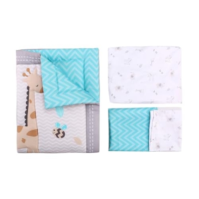 Baby Bees Animals Crib Bedding Set, Boys Girls 4 Piece Nursery Set, Quilt Sheet Dust Ruffle Wall Decal, Standard Size Crib 52x28 12 Product: Baby Bees Animals 4 Pieces Crib Bedding Sets for Boys and Girls | Baby Bedding Crib Set of Sheet, Quilt, Dust Ruffle & Wall Decal Set for Standard Size