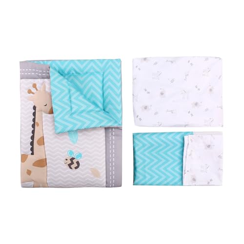 Baby Bees Animals Crib Bedding Set, Boys Girls 4 Piece Nursery Set, Quilt Sheet Dust Ruffle Wall Decal, Standard Size Crib 52x28 4 Product: Baby Bees Animals 4 Pieces Crib Bedding Sets for Boys and Girls | Baby Bedding Crib Set of Sheet, Quilt, Dust Ruffle & Wall Decal Set for Standard Size