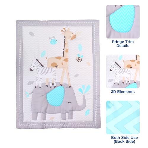 Baby Bees Animals Crib Bedding Set, Boys Girls 4 Piece Nursery Set, Quilt Sheet Dust Ruffle Wall Decal, Standard Size Crib 52x28 3 Product: Baby Bees Animals 4 Pieces Crib Bedding Sets for Boys and Girls | Baby Bedding Crib Set of Sheet, Quilt, Dust Ruffle & Wall Decal Set for Standard Size