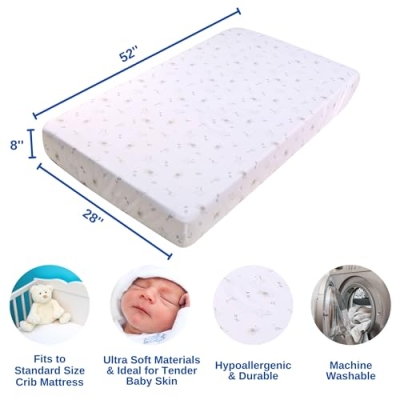 Baby Bees Animals Crib Bedding Set, Boys Girls 4 Piece Nursery Set, Quilt Sheet Dust Ruffle Wall Decal, Standard Size Crib 52x28 10 Product: Baby Bees Animals 4 Pieces Crib Bedding Sets for Boys and Girls | Baby Bedding Crib Set of Sheet, Quilt, Dust Ruffle & Wall Decal Set for Standard Size