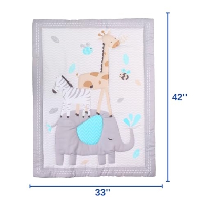 Baby Bees Animals Crib Bedding Set, Boys Girls 4 Piece Nursery Set, Quilt Sheet Dust Ruffle Wall Decal, Standard Size Crib 52x28 9 Product: Baby Bees Animals 4 Pieces Crib Bedding Sets for Boys and Girls | Baby Bedding Crib Set of Sheet, Quilt, Dust Ruffle & Wall Decal Set for Standard Size
