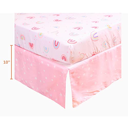 Product: Baby Bees Rainbows 4 Pieces Crib Bedding Sets for Boys & Girls | Baby Bedding Set of Crib Sheet, Quilt, Dust Ruffle for Standard Size Crib