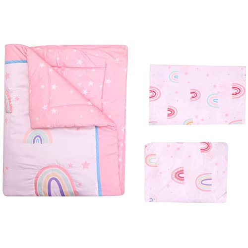 Product: Baby Bees Rainbows 4 Pieces Crib Bedding Sets for Boys & Girls | Baby Bedding Set of Crib Sheet, Quilt, Dust Ruffle for Standard Size Crib