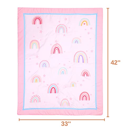 Product: Baby Bees Rainbows 4 Pieces Crib Bedding Sets for Boys & Girls | Baby Bedding Set of Crib Sheet, Quilt, Dust Ruffle for Standard Size Crib