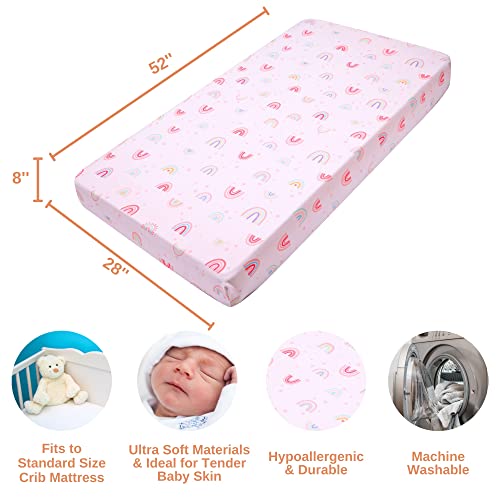 Product: Baby Bees Rainbows 4 Pieces Crib Bedding Sets for Boys & Girls | Baby Bedding Set of Crib Sheet, Quilt, Dust Ruffle for Standard Size Crib