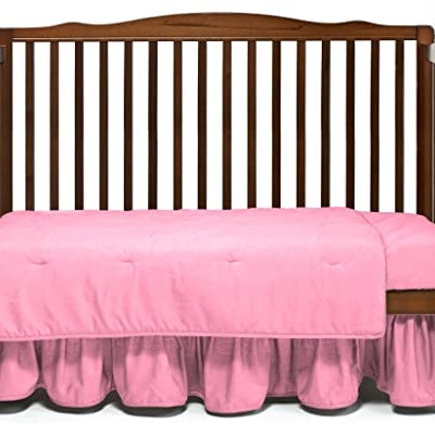 Product: Baby Doll Solid 3 Piece Crib Bedding Set, Pink, (500c3-pink)
