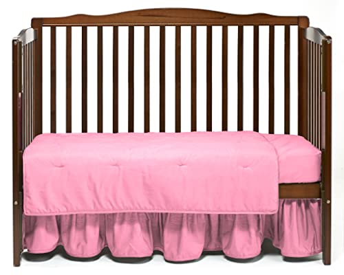Baby Doll Solid 3 Piece Crib Bedding Set, Pink, (500c3-pink) - Crib Bedding Sets Product: Baby Doll Solid 3 Piece Crib Bedding Set, Pink, (500c3-pink)