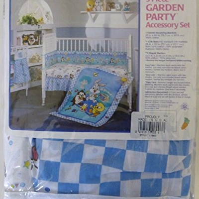 Baby Looney Tunes Nursery Accessory Set, Crib Skirt, Flannel Receiving Blanket, Diaper Stacker, 30x40in 12.5x23in 28x52in 5 Product: Baby Looney Tunes 3 Piece Garden Party Accessory Set - Crib Skirt, Flannel Receiving Blanket, Diaper Stacker