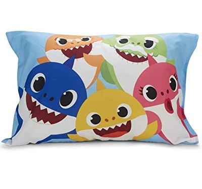 Baby Shark Toddler Bed Set, Reversible Comforter, Matching Sheets, Pillowcase, Boys Girls Nursery Bedding, 58x42 in এই 12 Product: Baby Shark 4-Piece Toddler Bed Set including Super Soft Matching Sheets Set, Pillowcase, and Reversable Comforter For Boys and Girls - (Offical Product)