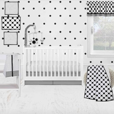 Product: Bacati - Dots Stripes Black White 10 pc Crib Bedding Set with 2 Crib Fitted Sheets